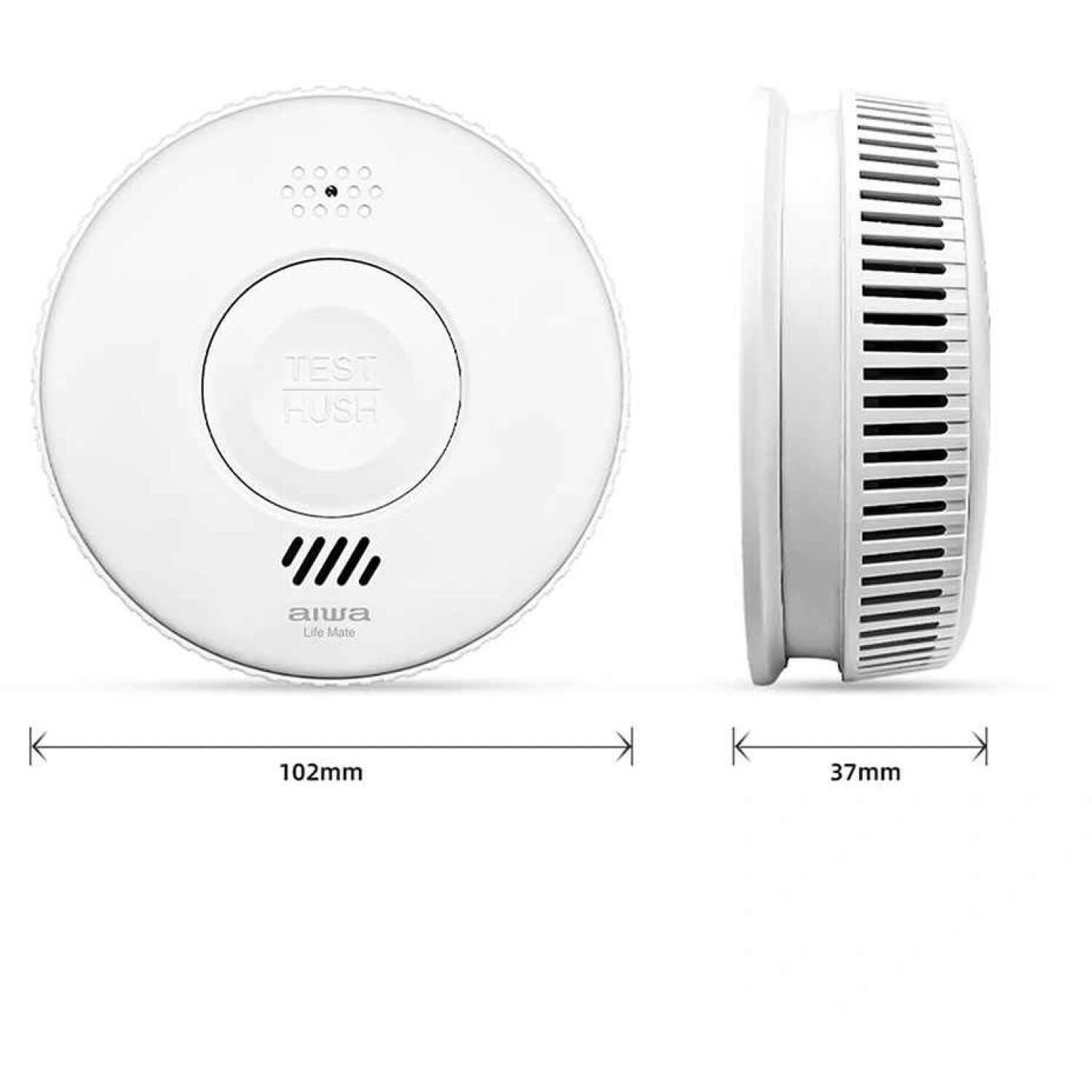 Aiwa dūmu detektors S100A-AA, 85 dB, fotoelektriskais sensors, LED indikators, TÜV Rheinland, balts (S100A-AA)