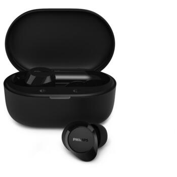 PHILIPS in-ear true bezvadu austiņas ar portatīvo uzlādes ietvaru, melnas (TAT1300BK/00)