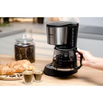Zelmer Кофеварка ZCM1200 71605462P, 680 W, 1.2 л, 12 чашек, автоматическое отключение, черный и серебристый цвет (71605462P)