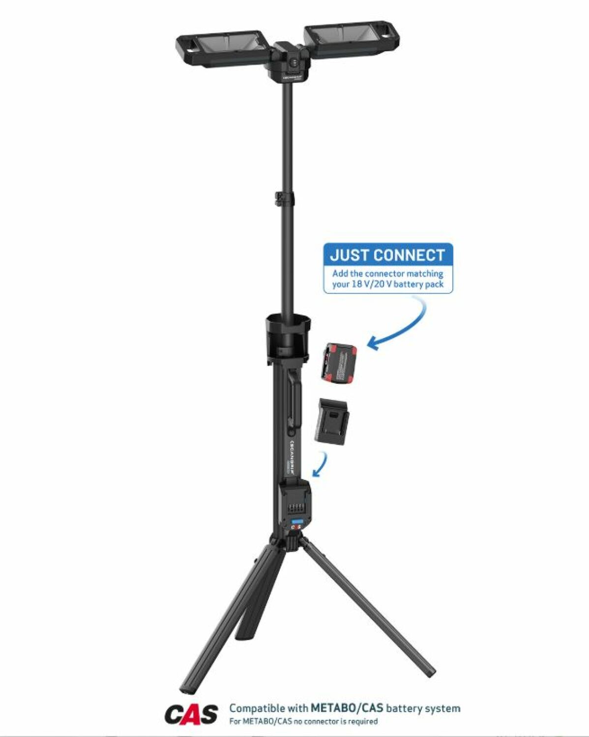 Scangrip Akumulatora lampa TOWER 8 CONNECT 03.6107C, 8000 lm, 5.2 kg, 360° rotējoši prožektori (03.6107C)