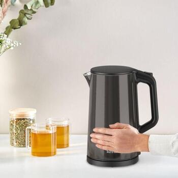 Tefal электрический чайник KI583E, 2000 W, 1.5 L, нержавеющая сталь, 360° вращающаяся база, графитовый цвет (KI583E)