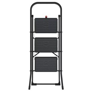 Hailo K44 StandardLine 034397310, salokāms pakāpienu soliņš, 3 pakāpieni, 150 kg, 269 cm, tērauds, melns (034397310)