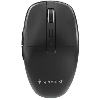 Gembird беспроводная мышь MUSW2-6B-01, 1600 DPI, 6 кнопок, 2.4 ГГц + BT, оптическая, тихий клик, черная (MUSW2-6B-01)
