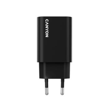Компактное сетевое USB зарядное устройство с максимальной мощностью 30 Вт и 1×PD USB C портом OnCharge 30CL Max Power 30W EU Чёрный CNE-CHA30CLB CANYON (CNE-CHA30CLB)