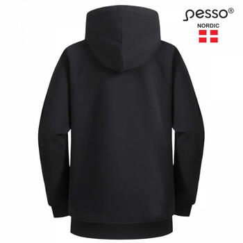 Pesso Turin TURIN_BL-2XL, 2XL, melna, 65% kokvilna/35% poliesters, 300 g/m², rāvējslēdzējs, kapuce ar aukliņu, 2 kabatas (TURIN_BL-2XL)