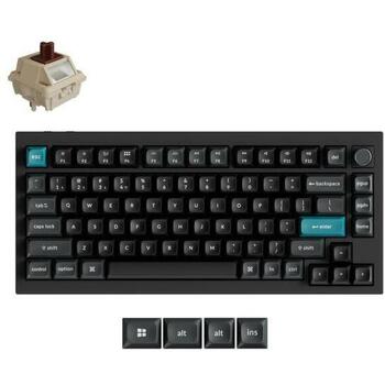 Keychron Q1U-M3 klaviatūra, 75% forma, 8000 Hz, RGB LED apgaismojums, 4000 mAh akumulators, USB + RF bezvadu + Bluetooth (Q1U-M3)