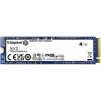 Kingston NV3 M.2 2280 SSD SNV3S/4000G, 4000 ГБ, PCIe 4.0 x4 NVMe, 6000 МБ/с, 5000 МБ/с, 3D NAND (SNV3S/4000G)