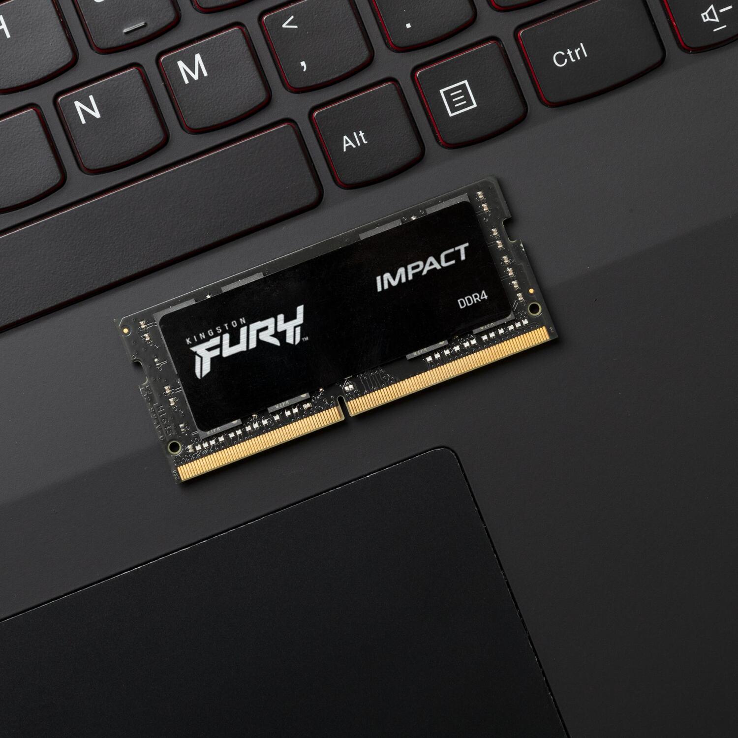 Kingston Fury Impact KF432S20IB/8, 8 ГБ, DDR4, 3200 МГц, SO-DIMM 260-pin, одноканальный, ODT, черная PCB, CL20 (KF432S20IB/8)