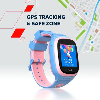Детские умные часы с E SIM 4G GPS WiFi соединением видео воспроизведением музыки играми и функцией обучения английскому языку ZEFIR KW-49 Roza Blue CANYON (CNE-KW49PB)