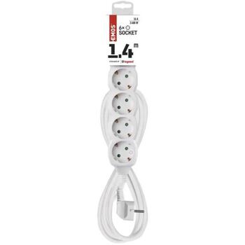 Emos Удлинитель P0621, 1,4 м, 6× 2P + PE GERMAN, 3 680 W, PVC, защита от детей (P0621)