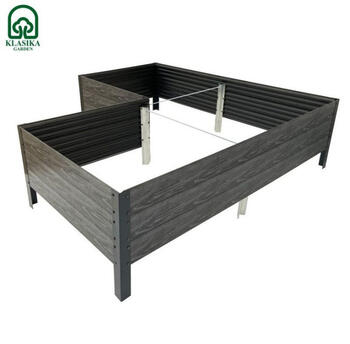 Paaugstinātā dārza dobe KLASIKA Wood Look L – formas, pelēka: 150x150x75x75x75x75 cm, h-30 cm; 76763 KLASIKA (76763)
