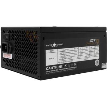 White Shark Barošanas bloks COLONEL-3, 600W, 140mm, 1275g, 20+4x1, 4/8x1, SATA x 4, MOLEX x 2, PCI-E 6/8 x 2, 80 PLUS BRONZE (COLONEL-3)