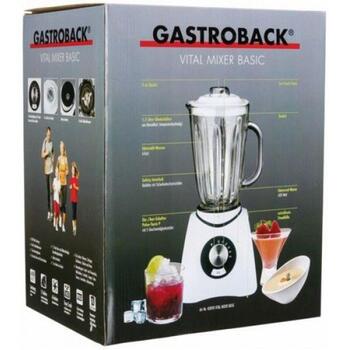 Gastroback Блендер 40898, 600 Вт, 1.5 л, 5 скоростей, пластик, режим пульса, дробилка льда (40898)