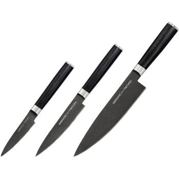 Samura набор кухонных ножей 3 шт MO-V SM-0220B, AUS-8, 58 HRC, G-10, Stonewash (SM-0220B)