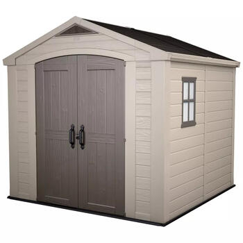 Keter Садовый сарай Factor 8x8 29197916, 256x255x243см, стальной каркас, имитация дерева, вентиляция, окно, двустворчатые двери (29197916)