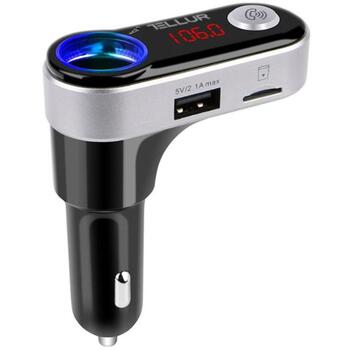 Tellur FM модулятор TLL622011, 5-24V, FM 87.5-108.0MHz, Bluetooth 4.2, 2xUSB, функция hands-free (TLL622011)