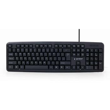 Gembird клавиатура KB-U-103, 104 клавиши, USB, проводная, 1.4 м, черная, прямая, универсальная, CE, UL, ISO 9002, RoHS (KB-U-103)