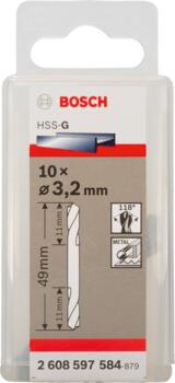 HSS-G urbis met. divp. 3,2x49,0 mm, 10 gab., Urbjmašīnām/skrūvgriežiem PRO METAL HSS-G DIVPUSĒJI SPIRĀLVEIDA URBIS, 2608597584, BOSCH (2608597584)