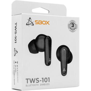 Sbox Беспроводные наушники EB-TWS101-B, 20-20000 Гц, 102 дБ, 3 ч, 2 ч зарядка, 10 мм, Bluetooth 5.3, 2 динамика (EB-TWS101-B)