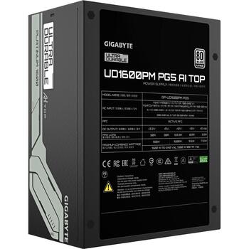 Gigabyte Datora barošanas bloks GP-UD1600PM PG5, 1600W, 80 PLUS Platinum, pilnībā modulārs, aktīvā dzesēšana, 1 ventilators (GP-UD1600PM PG5)