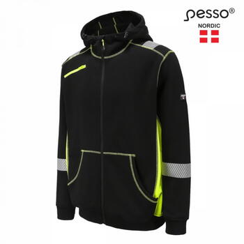 Pesso Hi-Vis куртка с капюшоном Jersey_HV JERSEY_HV-4XL, 4XL, черный/желтый, 65% хлопок/35% полиэстер, 300г/м² (JERSEY_HV-4XL)