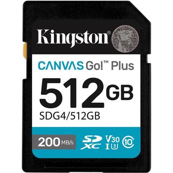 Kingston Canvas Go! Plus SD карта SDG4/512GB, 512 ГБ, 200 МБ/с, UHS-I, U3, V30 (SDG4/512GB)
