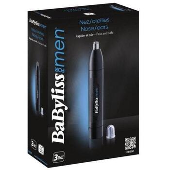 Babyliss Daudzfunkcionāls ķermeņa un sejas skuveklis E650E, 0.5 mm, 1xAA, melns, deguna un ausu trimmeris, mazgājams (E650E)
