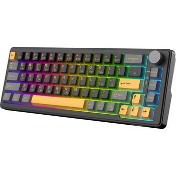 White Shark EXCALIBUR M GK-009151, 67 taustiņu mehāniskā tastatūra, 65%, melna, 4000mAh, Bluetooth, RF 2.4GHz, USB, 1.8m, RGB (EXCALIBUR-M-B-US)