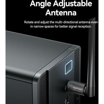 Vention USB adapteris KDTB0 633Mbit/s, 2.4-5GHz, 6dBi antena, WPA2-PSK, USB 2.0, melns (KDTB0)