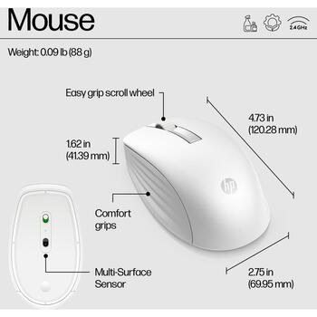 HP 655 Беспроводной комплект клавиатуры и мыши 860P8AA#ABB, белый, QWERTY, 2.4 ГГц, 10 м, 4000 DPI, 3 кнопки, USB Type-A приемник (860P8AA#ABB)