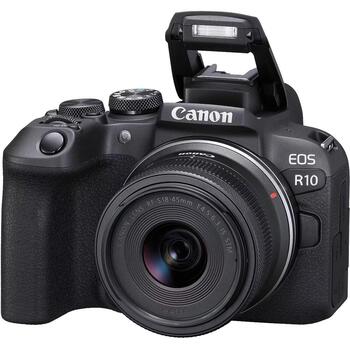 Canon D.CAM EOS R10 RF-S 18-45 IS STM EU26, 24.2 МП, ISO 32000, Wi-Fi, видеозапись, CMOS, черный (5331C010)