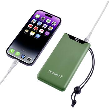 Intenso Power Bank 7332037 10000 мАч, Li-Polymer, 20 Вт, 1x USB Type-A, 1x USB Type-C, зеленый, защита от ЭСД (7332037)