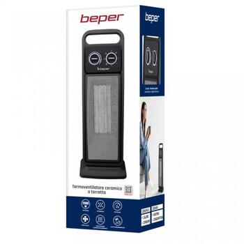 Beper Вентиляторный обогреватель P203TER002, 2000W, 2 уровня мощности, керамический, черный, термостат, вентилятор (P203TER002)