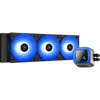 Deepcool LS720 A-RGB procesora šķidruma dzesētājs R-LS720-BKAMNT-G-1, 360 mm, 85,85 cfm, 32,9 dB(A), 3 ventilatori, PWM, RGB (R-LS720-BKAMNT-G-1)
