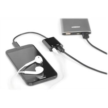 Digitus USB-C adapteris AK-300400-002-S, 20cm, 5A, USB 3.1 Gen 2, 3,5mm stereo, USB-C vīriešu uz USB-C sieviešu, melns (AK-300400-002-S)