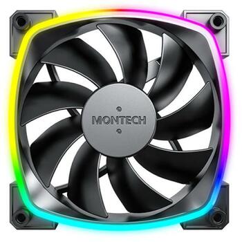 Montech Datora korpuss ventilators AX120 PWM BLACK 3 IN 1, 120mm, 720-1760RPM, 27dB, 3x4PIN, RGB apgaismojums (AX120 PWM BLACK 3 IN 1)