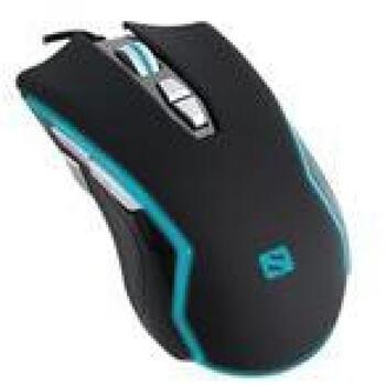 Sandberg Xterminator pele 640-08, 10000 DPI, USB Type-A, 1,8 m, melna, tirkīza, spiedpogas, LED indikatori (640-08)