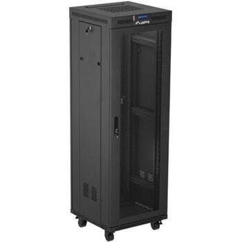 Szafa instalacyjna rack stojąca 19 cali 37U 600x600 drzwi perforowane LCD czarna (Flat pack) (FF01-6637-23BL)