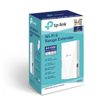 TP-Link RE500X AX1500 Wi-Fi 6 diapazona paplašinātājs 2.4 GHz 300 Mbps 5 GHz 1200 Mbps 1× Gigabit Ethernet Balta (RE500X)