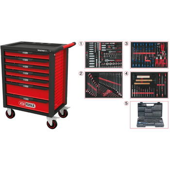 Тележка для инструментов RACING LINE, 7 ящиков + 515 предм. инструменты, KSTOOLS, 826.7515, Размеры ящиков: 565 x 395 мм, Общие размеры: Ширина 678 x Высота 990 x Глубина 459 мм (826.7515)