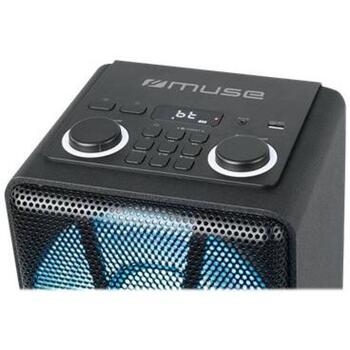 Muse Беспроводная колонка M-1805DJ, 150Вт, Bluetooth 5.0, FM радио, USB, Aux 3,5мм, MIC, разъем для гитары, аккумулятор, черный (3700460207731)