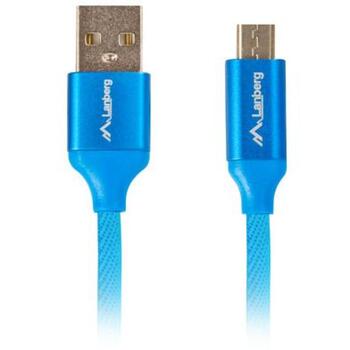 Lanberg USB Micro uz USB-A 2.0 kabelis CA-USBM-20CU-0018-BL, 1.8 m, Zils, QC 3.0 (CA-USBM-20CU-0018-BL)