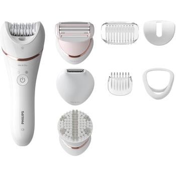 Philips 8000 sērijas epilators BRE735/00, 5.4W, 2 ātrumi, 32 pincetes, 70400 RPM, slapjai un sausai lietošanai, bezvadu (BRE735/00)