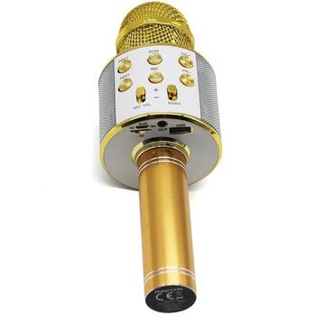 Manta MIC10-G Gold, караоке-микрофон с динамиком, 5 Вт, Bluetooth 5.0, MP3, micro SD, AUX, USB, модуляция голоса, эхо (MIC10-G)