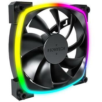 Montech Datora korpuss ventilators AX120PWM KODS, 120mm, 720-1760RPM, 1x9 lāpstiņas, 27dB, 1.8mmH2O, RGB apgaismojums (AX120PWMBLACK)