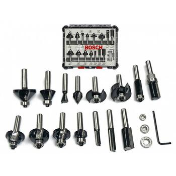 Frēžu komplekts ar 15 vienībām 8 mm kāts 2607017472 BOSCH (2607017472)