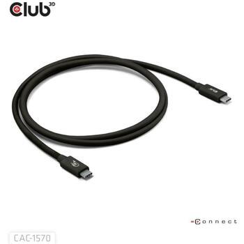 Club3D dokstacija CAC-1570 USB-C uz USB-C 1.2m melns, 80Gbps, 240W, 4K540Hz, 2 x USB4 Type-C® Male (CAC-1570)