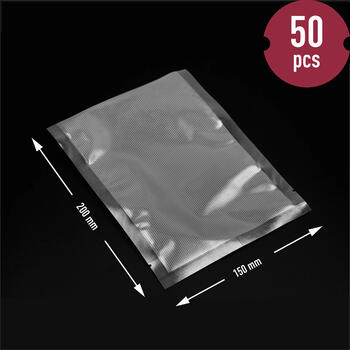 Browin 320632, reljefas maisiņi vakuuma iepakošanai, 15x20 cm, 50 gab., PA/PE, 100/80 µm, -20°C līdz +100°C (320632)