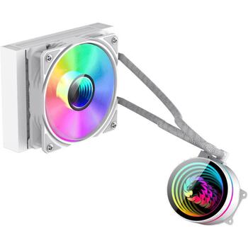 Gamemax procesora šķidruma dzesētājs ICEBURG 120 WT, 62.82 cfm, 800-2000 rpm, TDP līdz 180W, ARGB LED apgaismojums (ICEBURG 120 WT)