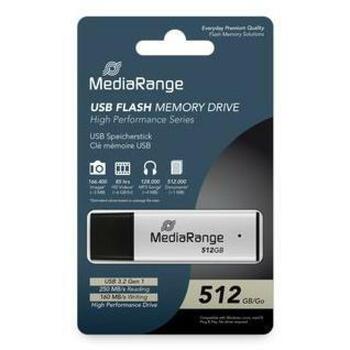 Mediarange USB флеш-накопитель MR1904, 512 ГБ, USB Type-A, 3.2 Gen 1, скорость чтения 250 МБ/с, скорость записи 160 МБ/с (MR1904)